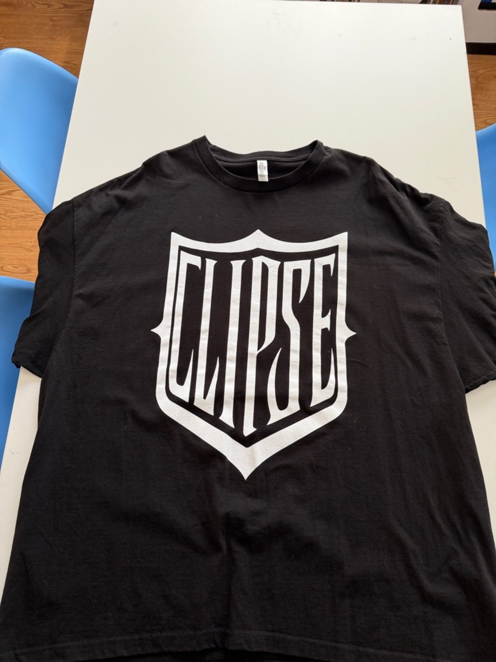 clipse Black T‑Shirt with White Shield Logo